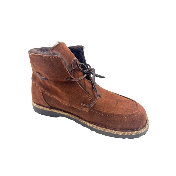 BIRKENSTOCK Bakki Ankle Boots Espresso Brown Suede Shearling Women Sz US 7 EU 37 - Picture 7 of 16